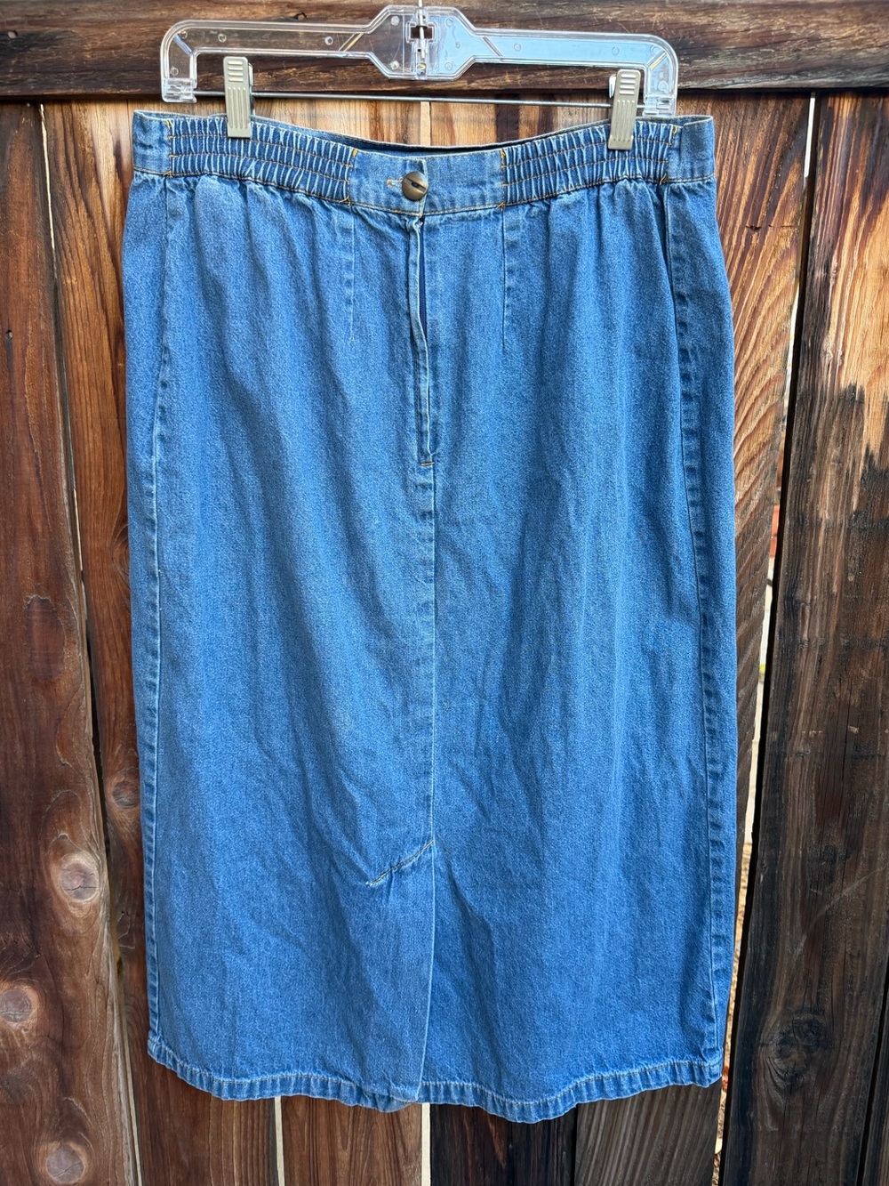 Vintage Wildflower Denim Midi Skirt Large Made in USA